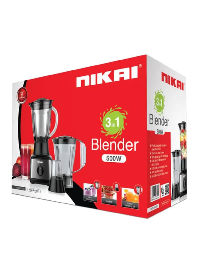 خلاط كهربائي باستطاعة 500 وات NIKAI 3 In 1 Blender - 757438