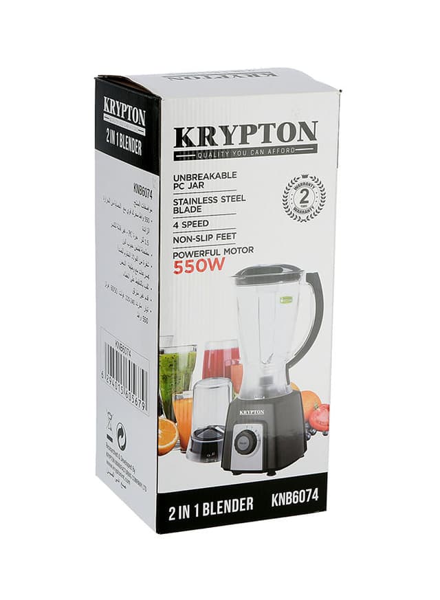 Krypton 2 In 1 Plastic Jar Blender 1.5 l 800 W KNB6074 Black