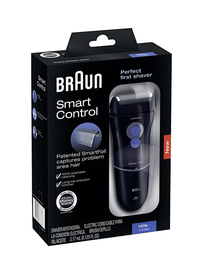 ماكينة تنعيم ذقن قابلة للشحن أسود وأزرق براون Braun Black/Blue Waterproof Hair Shaver