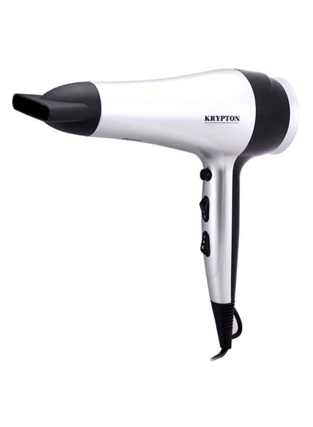 Krypton Powerful Hair Dryer Salon Quality With Cool Shot Function Silver/Black
