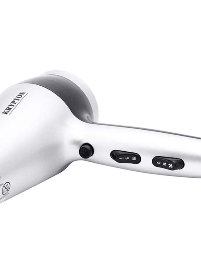 Krypton Powerful Hair Dryer Salon Quality With Cool Shot Function Silver/Black