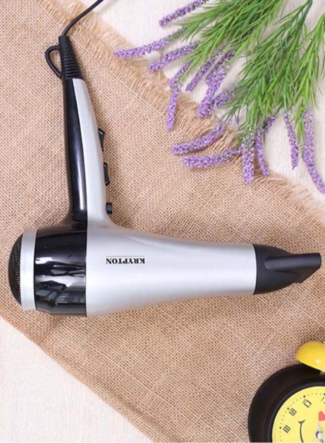 Krypton Powerful Hair Dryer Salon Quality With Cool Shot Function Silver/Black