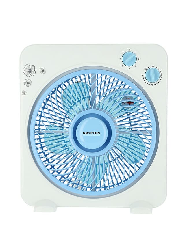 Krypton Powerful Personal Desk Box Fan With Copper Motor KNF6025 White / Blue