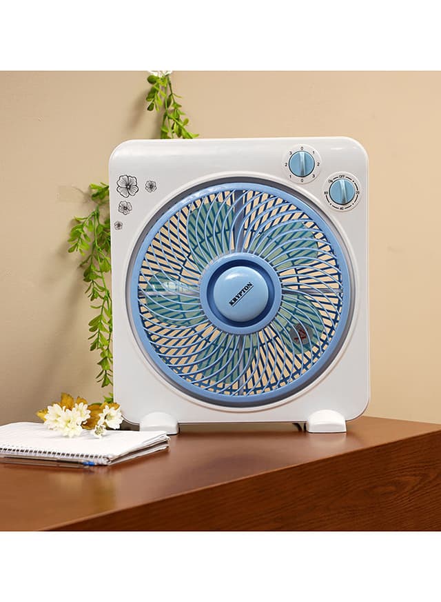 Krypton Powerful Personal Desk Box Fan With Copper Motor KNF6025 White / Blue