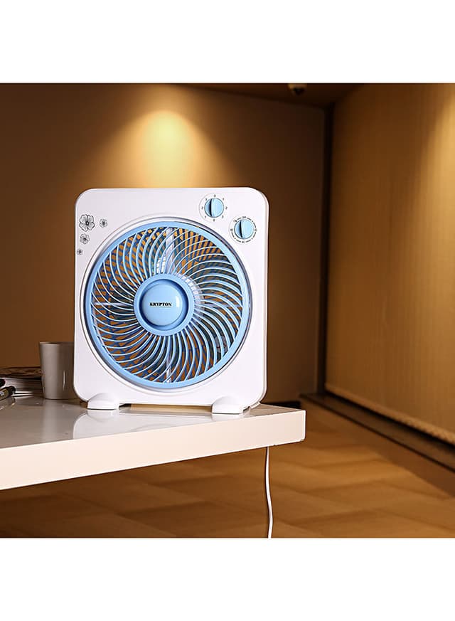 Krypton Powerful Personal Desk Box Fan With Copper Motor KNF6025 White / Blue