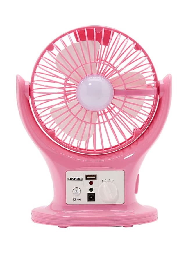 Krypton Plastic Rechargeable Fan With LED Lantern KNF6061 Pink