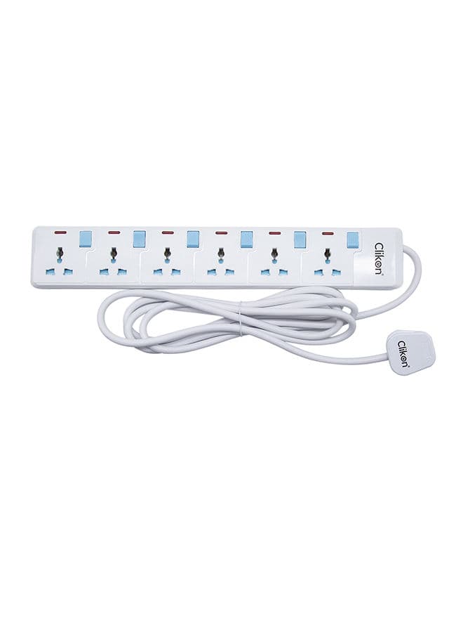 ClikOn 6 Way Extension Socket CK2174 White