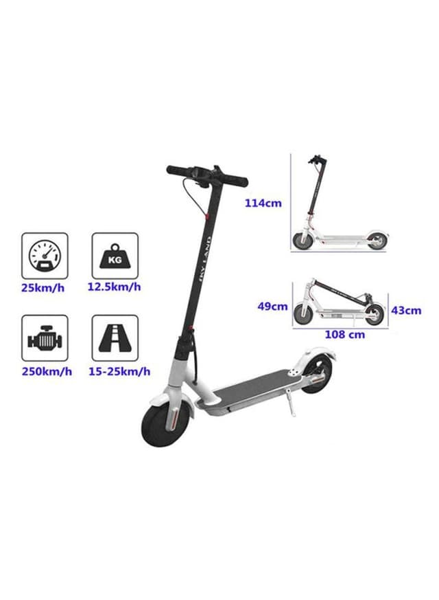 SkyLand Tubeless Electric Scooter EM-1603-White 110x15.5x52centimeter
