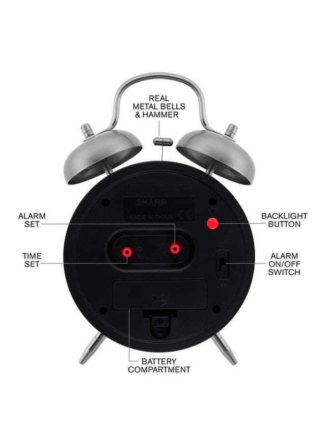 ساعة منبه Twin Bell Alarm Clock Teal من SHARP