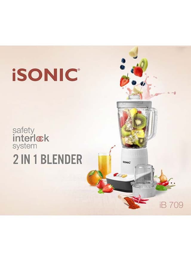 خلاط مع مطحنة كهربائية بسعة 1.6 لتر وقوة 400 واط 2 IN 1 BLENDER - ISONIC
