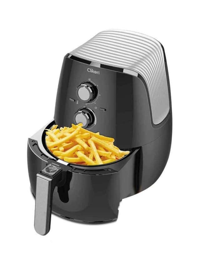 جهاز اير فراير صغيرة 1500 واط 2 لتر أسود وفضي كليكون Clikon Black/Silver 2l 1500W Small Air Fryer