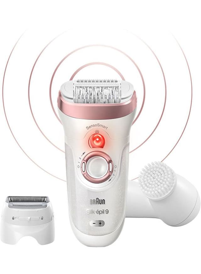BRAUN SensoSmart Silk Epil 9 Wet And Dry Epilator And Facial Cleansing Brush White/Rose Gold