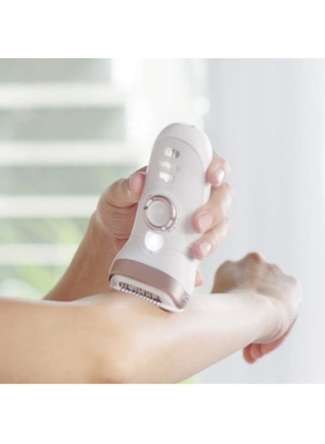 BRAUN SensoSmart Silk Epil 9 Wet And Dry Epilator And Facial Cleansing Brush White/Rose Gold