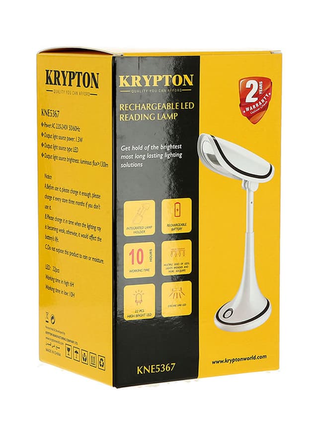 Krypton KNE5367 Rechargeable Reading Lamp Light Black/White