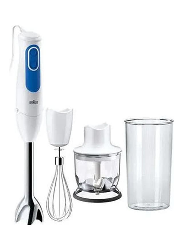 خلاط يدوي بقوة 700 واط ( مرفق بوعاء ومطحنة وخفاقة ) - أبيض  BRAUN - Multiquick 3 Hand Blender with Attachments MQ 3025 Spaghetti