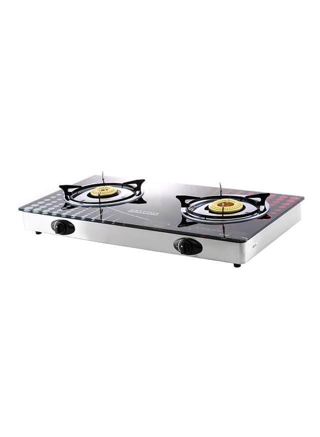 Krypton 2 Burner Tempered Glass Gas Stove KNGC6165 Black/Silver