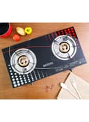 Krypton 2 Burner Tempered Glass Gas Stove KNGC6165 Black/Silver