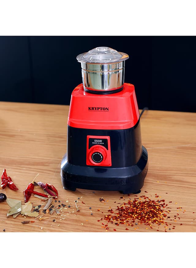 Krypton 3 In 1 Mixer Grinder With Stainless Steel Blades & Unbreakable Lids 3 kg 550 W KNB6192 Red