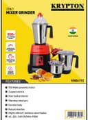 Krypton 3 In 1 Mixer Grinder With Stainless Steel Blades & Unbreakable Lids 3 kg 550 W KNB6192 Red