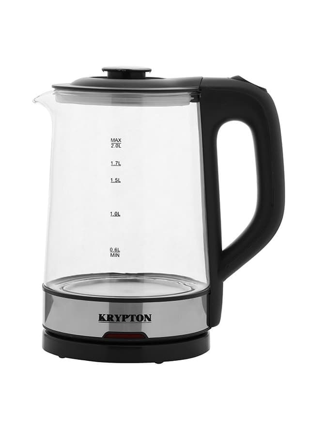 Krypton 2L Electric Cordless Glass Kettle 2 l 1500 W KNK6221 Black/Silver