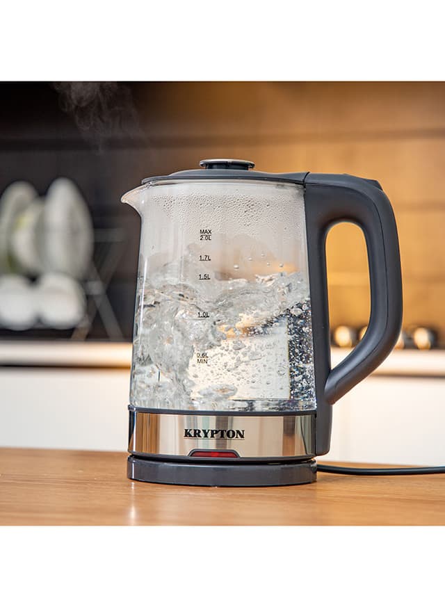 Krypton 2L Electric Cordless Glass Kettle 2 l 1500 W KNK6221 Black/Silver