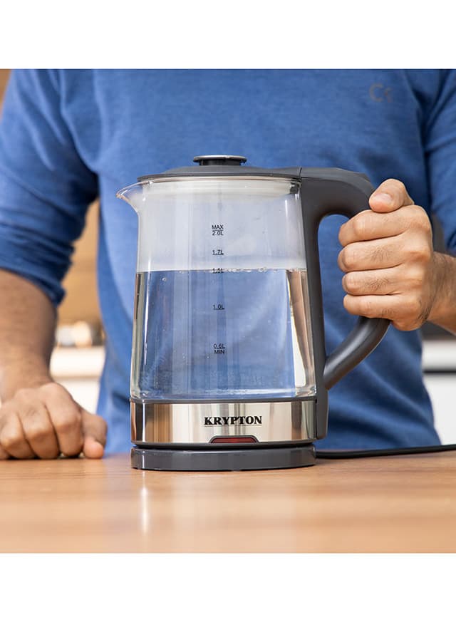 Krypton 2L Electric Cordless Glass Kettle 2 l 1500 W KNK6221 Black/Silver