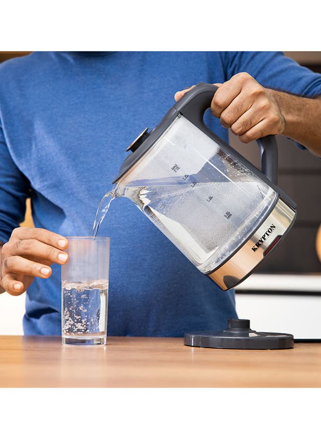 Krypton 2L Electric Cordless Glass Kettle 2 l 1500 W KNK6221 Black/Silver