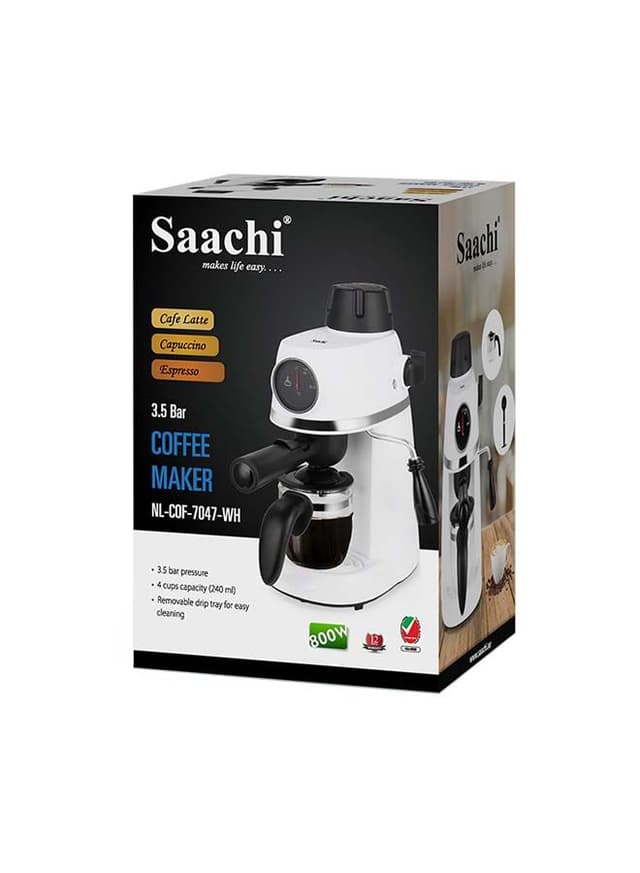 Saachi Coffee Maker With 3.5 Bar Pressure 240 ml 800 W NL COF 7047 WH White