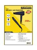 Krypton Portable 2 In 1 Hair Dryer & Hair Straightener Black