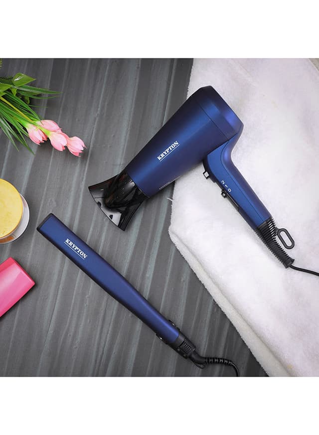 Krypton Portable 2 In 1 Hair Dryer & Hair Straightener Black