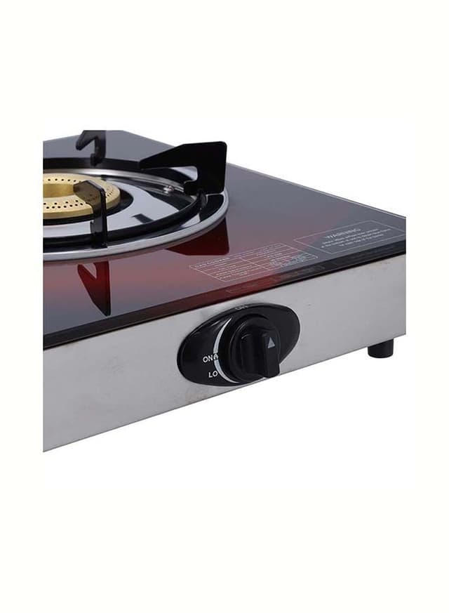 Krypton Gas Cooker with Tempered Glass Panel&Brass Bruner Cap KNGC6270 Black&Red