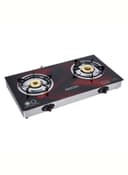 Krypton Gas Cooker with Tempered Glass Panel&Brass Bruner Cap KNGC6270 Black&Red