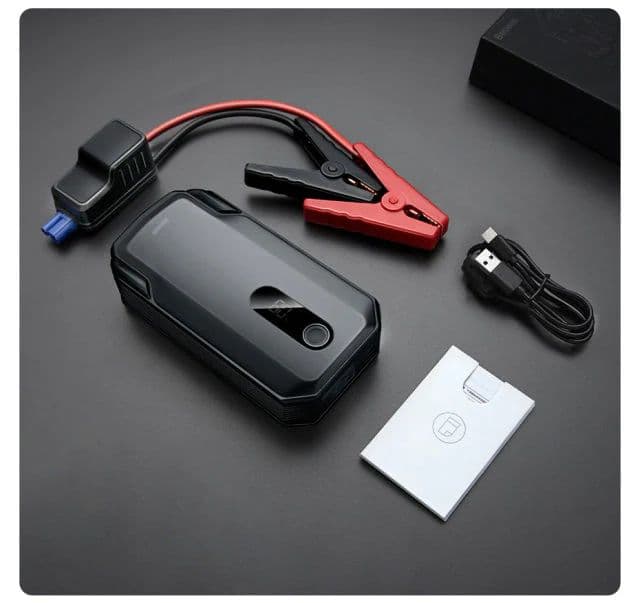 Baseus Super Energy Max Car Jump Starter 8.0L Gas 4.0L Diesel Engine 12V Portable Power Pack Automotive Battery Booster Charger with USB Port Smart Jumper Cables LED Flashlight