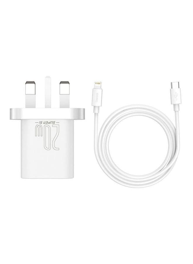 مقبس شاحن آيفون Baseus Super Si 1C PD Fast Wall Charger with Type C To Lightning Cable