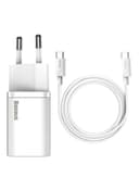 مقبس شاحن الجوال Baseus Super Si Quick Charger 25W Wall Charger with Type-C to Type-C Cable