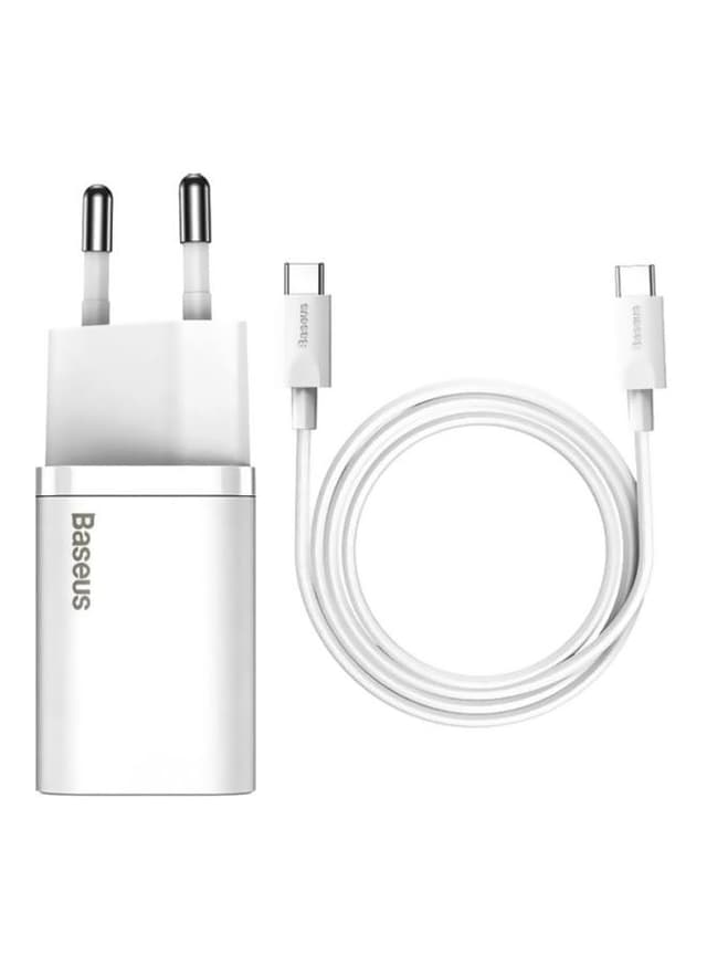 مقبس شاحن الجوال Baseus Super Si Quick Charger 25W Wall Charger with Type-C to Type-C Cable