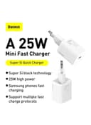 مقبس شاحن الجوال Baseus Super Si Quick Charger 25W Wall Charger with Type-C to Type-C Cable