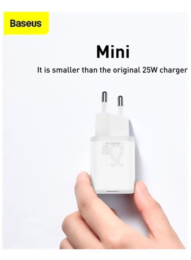 مقبس شاحن الجوال Baseus Super Si Quick Charger 25W Wall Charger with Type-C to Type-C Cable