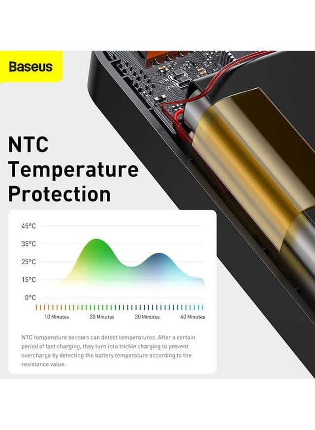 Baseus 30000 mAh Digital Display Power Bank 153 x 68.8 x 41.9millimeter Black