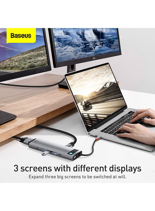 Baseus 11-In-1 Multifunctional Metal Gleam Series Type-C Hub Docking Station Space Grey