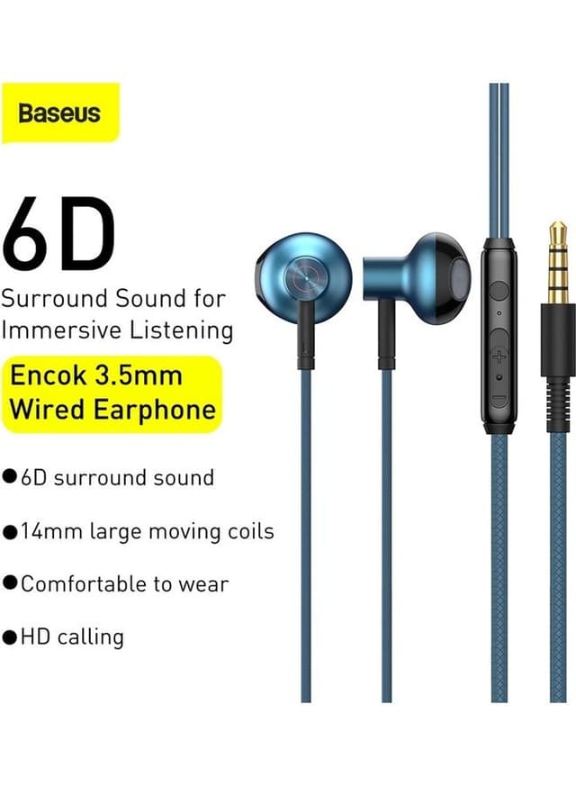سماعات سلكية Baseus Wired Earphone with Microphone And Remote Control