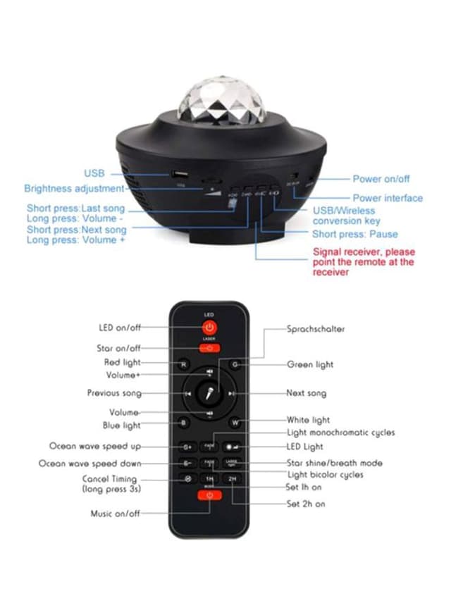جهاز ليزر عرض النجوم LED Star Projector Night Lamp With Remote - Cool baby