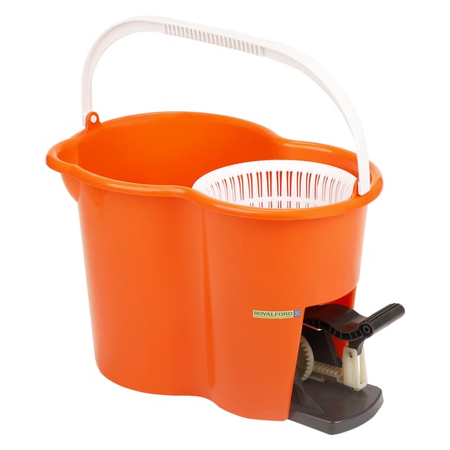 Royalford RF4238 360 Mop and Bucket Set - Modern Spin 360 Degree Spinning Mop Bucket| Adjustable Handle, Press Pedal & Dispenser Separates Clean and Dirty Water | Ideal for Marble, Tile, Woo