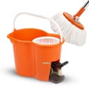Royalford RF4238 360 Mop and Bucket Set - Modern Spin 360 Degree Spinning Mop Bucket| Adjustable Handle, Press Pedal & Dispenser Separates Clean and Dirty Water | Ideal for Marble, Tile, Woo