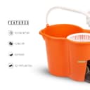 Royalford RF4238 360 Mop and Bucket Set - Modern Spin 360 Degree Spinning Mop Bucket| Adjustable Handle, Press Pedal & Dispenser Separates Clean and Dirty Water | Ideal for Marble, Tile, Woo