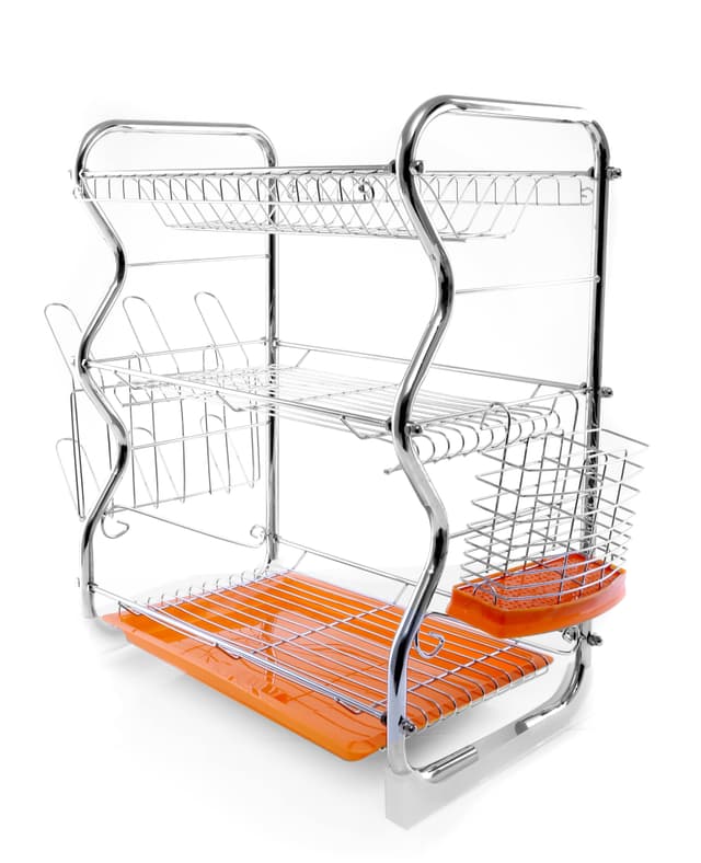 Royalford 3-Layer Dish Rack With Cutlery Holder - Multi-Purpose Detachable Draining Board With Drip