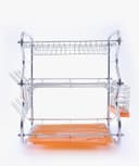 Royalford 3-Layer Dish Rack With Cutlery Holder - Multi-Purpose Detachable Draining Board With Drip