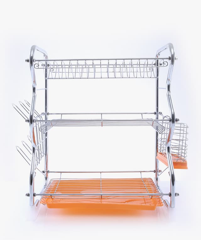 Royalford 3-Layer Dish Rack With Cutlery Holder - Multi-Purpose Detachable Draining Board With Drip