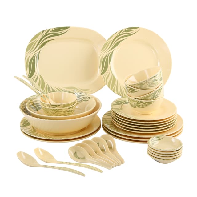 Royalford 40Pc Thai Melamine Dinner Set - With 12Pcs Dinner Plate, 6Pcs Soup Plate, 1Pc Oval Plate