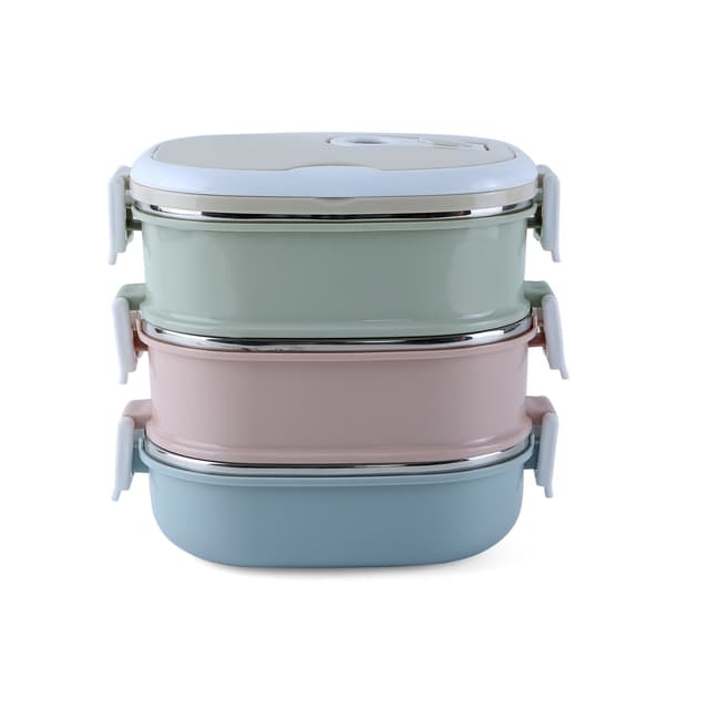 لانش بوكس (بوكس غداء) 3 طبقات 2.7 لتر Royalford Three Layer Rectangular Lunch Box